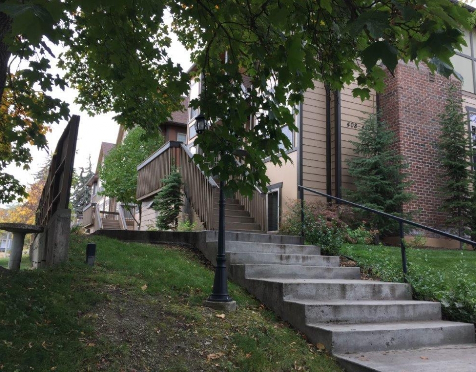 steps and elevation, south building